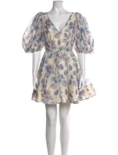 Pre-owned Zimmermann Linen Mini Dress In White