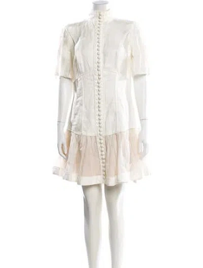 Pre-owned Zimmermann Linen Mini Dress In White