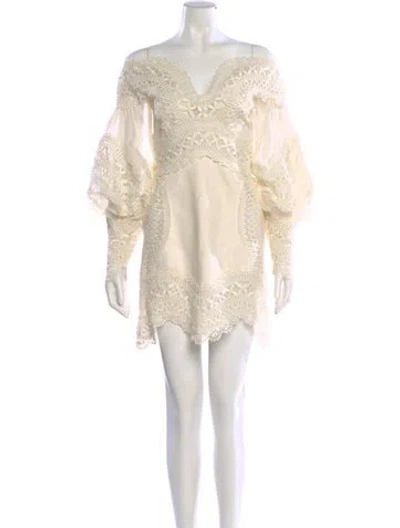 Pre-owned Zimmermann Linen Mini Dress In White