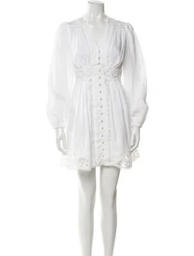 Pre-owned Zimmermann Linen Mini Dress In White