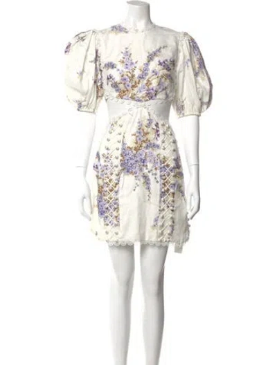 Pre-owned Zimmermann Linen Mini Dress In White