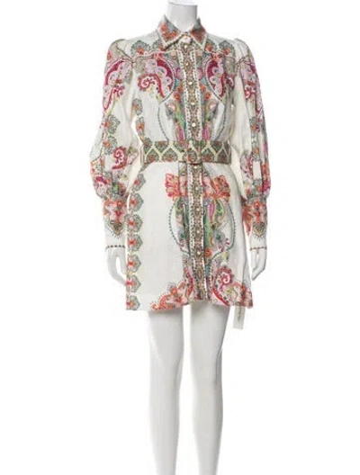 Pre-owned Zimmermann Linen Mini Dress In White