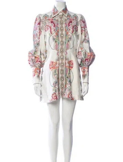 Pre-owned Zimmermann Linen Mini Dress In White