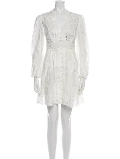 Pre-owned Zimmermann Linen Mini Dress In White