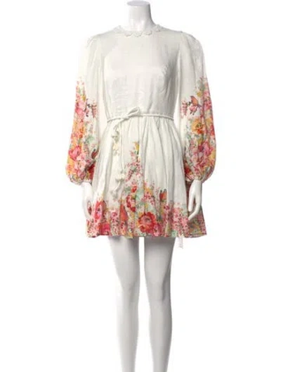 Pre-owned Zimmermann Linen Mini Dress In White