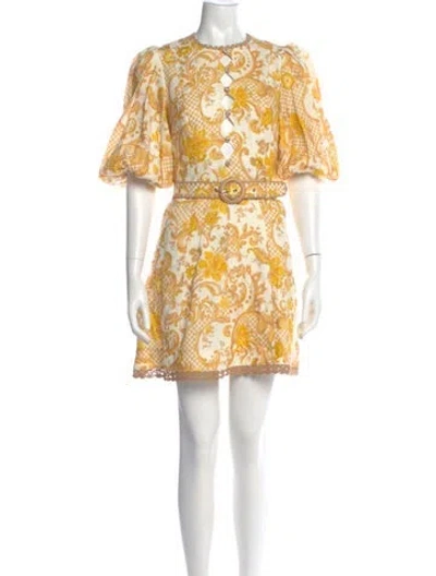 Pre-owned Zimmermann Linen Mini Dress In White
