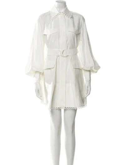 Pre-owned Zimmermann Linen Mini Dress In White