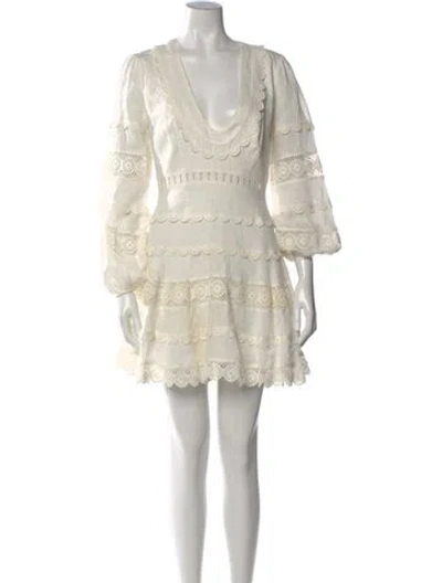 Pre-owned Zimmermann Linen Mini Dress In White