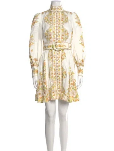 Pre-owned Zimmermann Linen Mini Dress In White