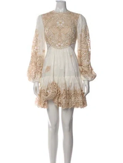 Pre-owned Zimmermann Linen Mini Dress In White