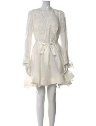 Pre-owned Zimmermann Linen Mini Dress In White