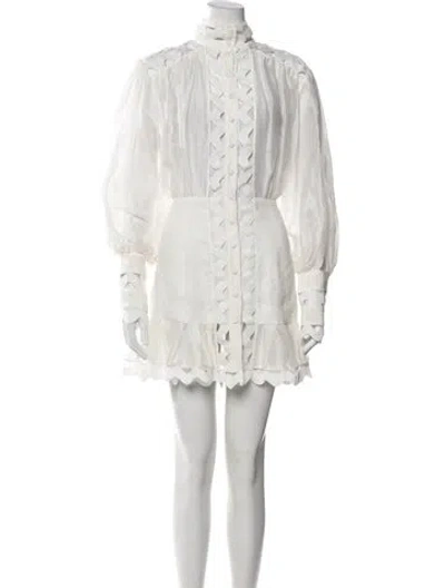 Pre-owned Zimmermann Linen Mini Dress In White