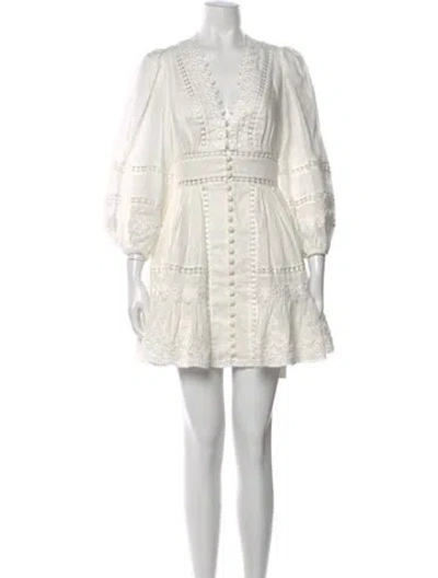 Pre-owned Zimmermann Linen Mini Dress In White
