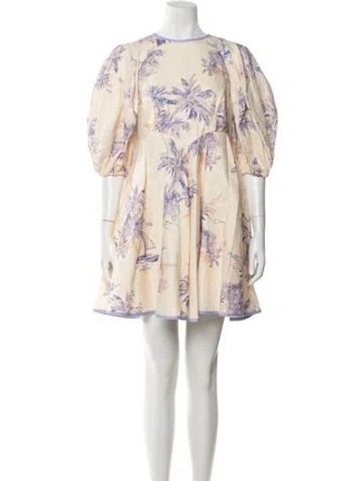 Pre-owned Zimmermann Linen Mini Dress In White