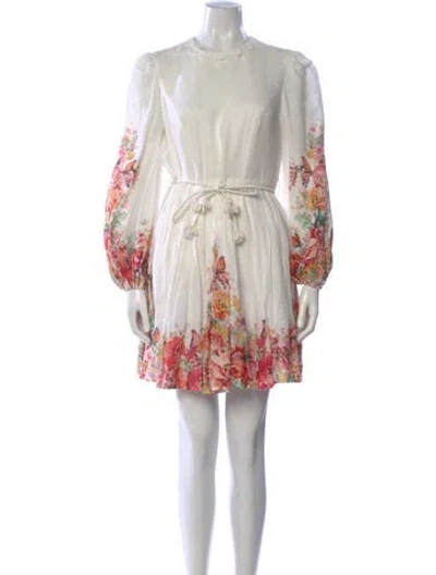 Pre-owned Zimmermann Linen Mini Dress In White