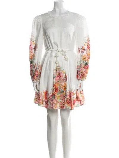Pre-owned Zimmermann Linen Mini Dress In White