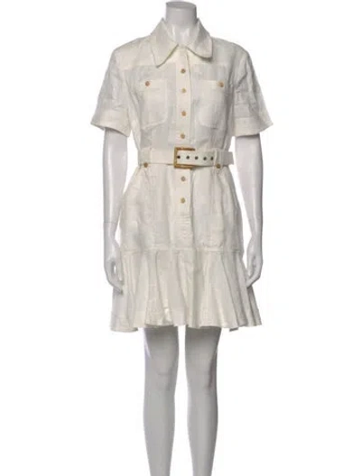 Pre-owned Zimmermann Linen Mini Dress In White