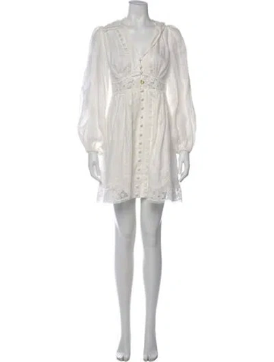 Pre-owned Zimmermann Linen Mini Dress In White