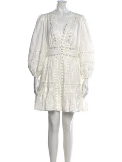 Pre-owned Zimmermann Linen Mini Dress In White