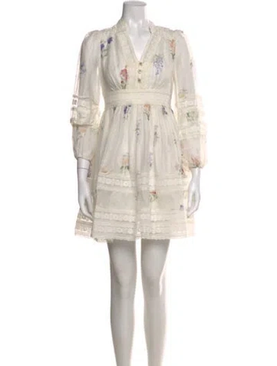 Pre-owned Zimmermann Linen Mini Dress In White