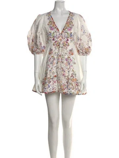 Pre-owned Zimmermann Linen Mini Dress In White