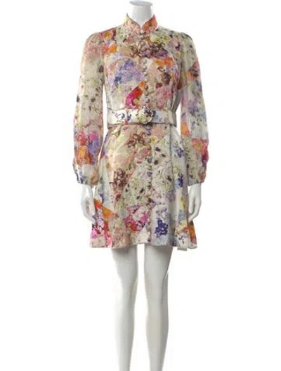 Pre-owned Zimmermann Linen Mini Dress In White