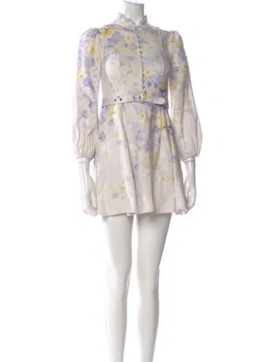 Pre-owned Zimmermann Linen Mini Dress In White