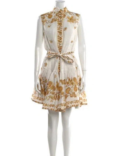 Pre-owned Zimmermann Linen Mini Dress In White