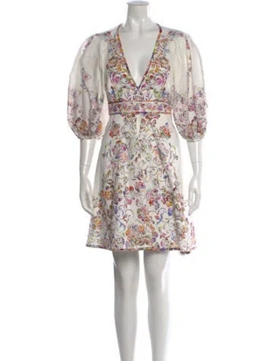 Pre-owned Zimmermann Linen Mini Dress In White