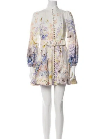 Pre-owned Zimmermann Linen Mini Dress In White