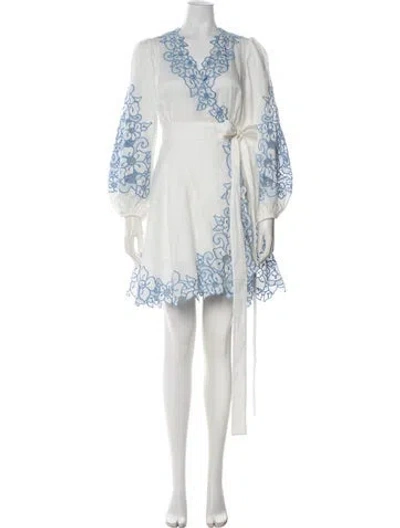 Pre-owned Zimmermann Linen Mini Dress In White