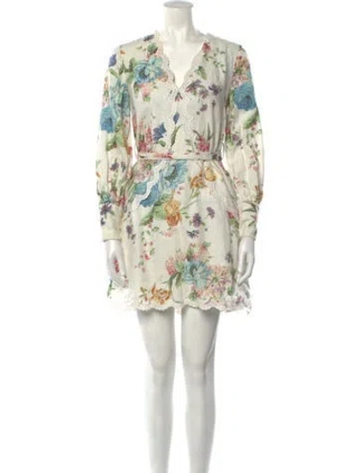 Pre-owned Zimmermann Linen Mini Dress In White