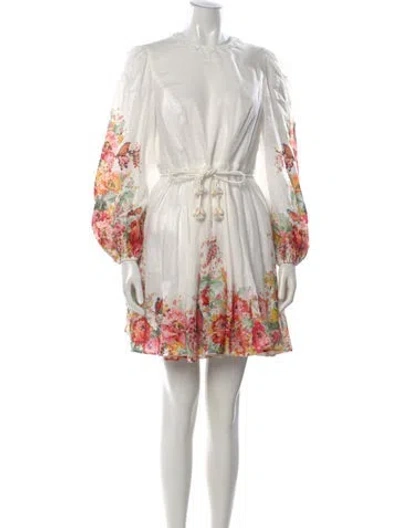 Pre-owned Zimmermann Linen Mini Dress In White