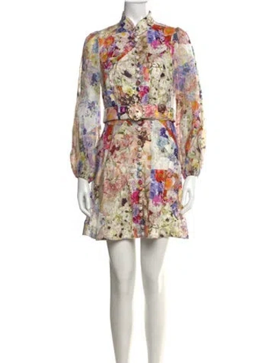 Pre-owned Zimmermann Linen Mini Dress In White