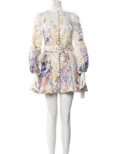 Pre-owned Zimmermann Linen Mini Dress In White