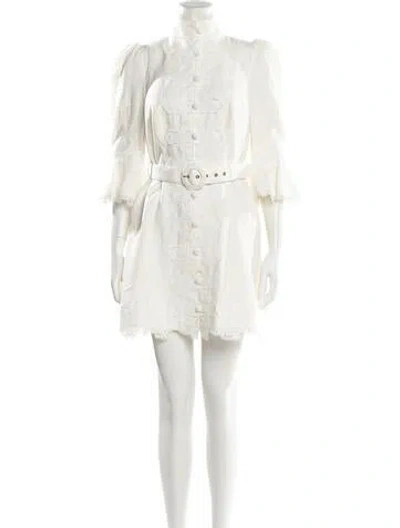 Pre-owned Zimmermann Linen Mini Dress In White