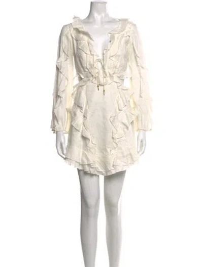 Pre-owned Zimmermann Linen Mini Dress In White