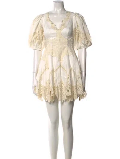 Pre-owned Zimmermann Linen Mini Dress In White