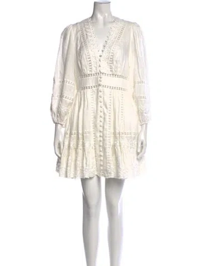 Pre-owned Zimmermann Linen Mini Dress In White
