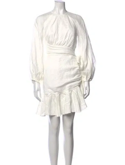 Pre-owned Zimmermann Linen Mini Dress In White