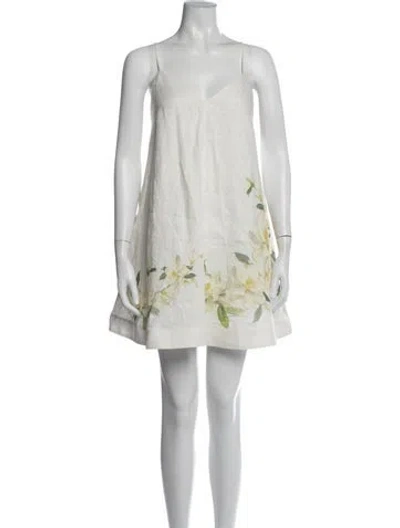 Pre-owned Zimmermann Linen Mini Dress In White