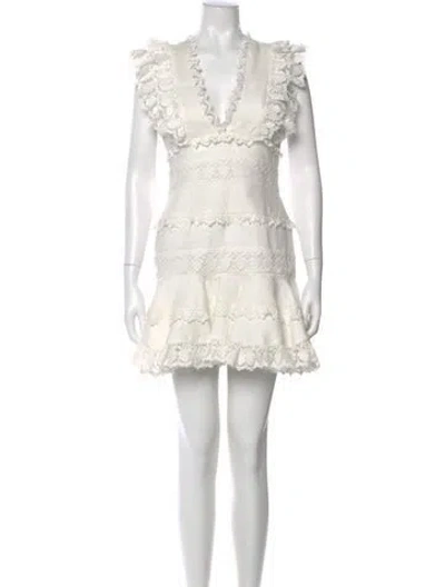 Pre-owned Zimmermann Linen Mini Dress In White