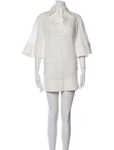 Pre-owned Zimmermann Linen Mini Dress In White