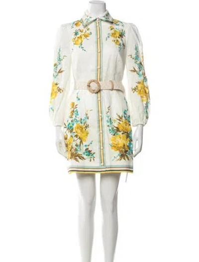 Pre-owned Zimmermann Linen Mini Dress In White
