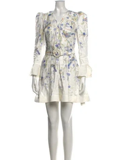 Pre-owned Zimmermann Linen Mini Dress In White