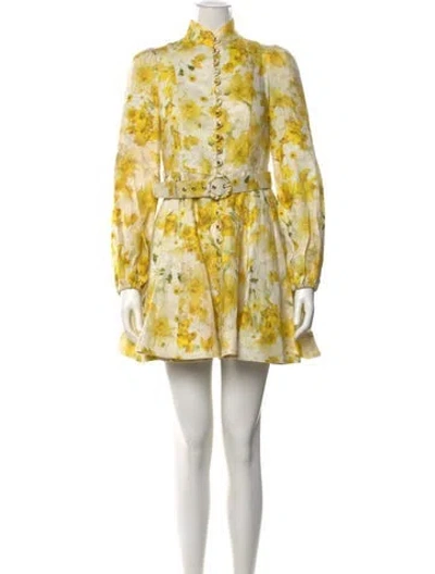 Pre-owned Zimmermann Linen Mini Dress In White