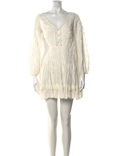 Pre-owned Zimmermann Linen Mini Dress In White