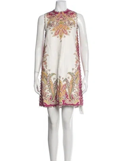 Pre-owned Zimmermann Linen Mini Dress In White