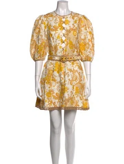 Pre-owned Zimmermann Linen Mini Dress In White