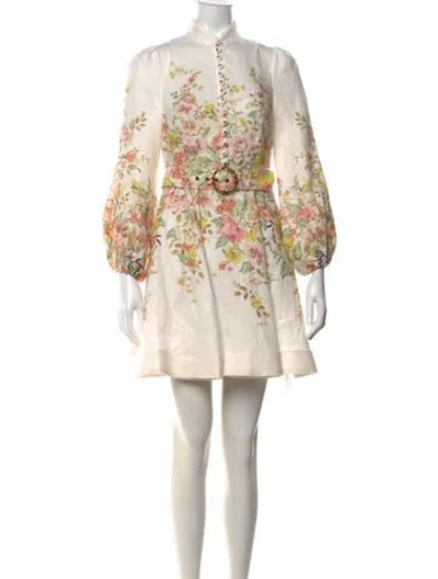 Pre-owned Zimmermann Linen Mini Dress In White